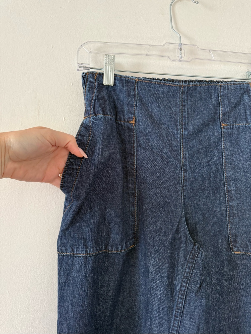 Free People We The Free Breezy Denim Pull-On Jeans. size XS, cobalt - Picture 5 of 8